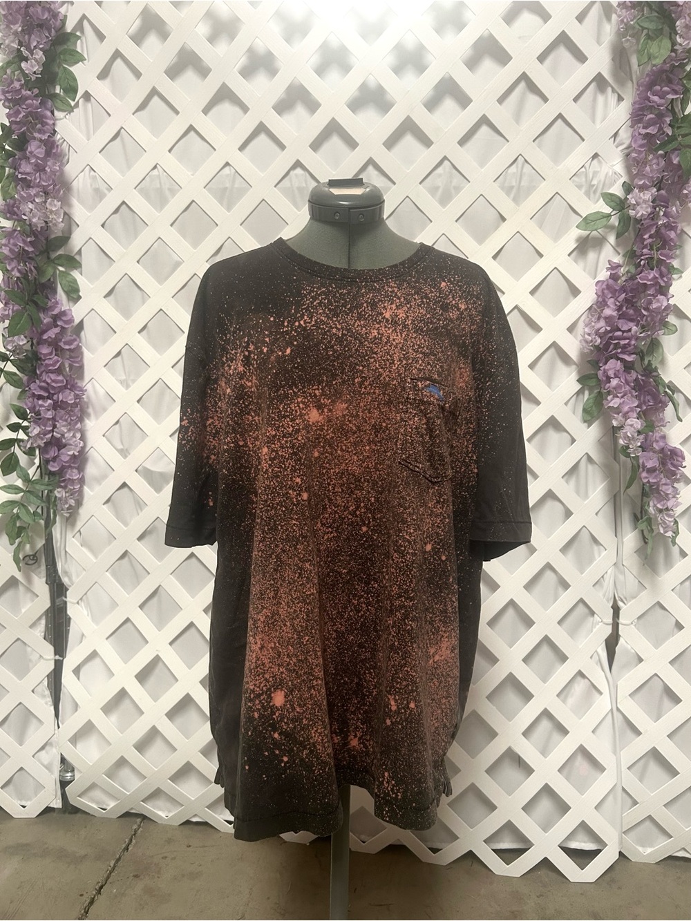 Tommy Bahama Relax Bleach Dyed Distressed Pocket Tee Large Upcycled Shirt